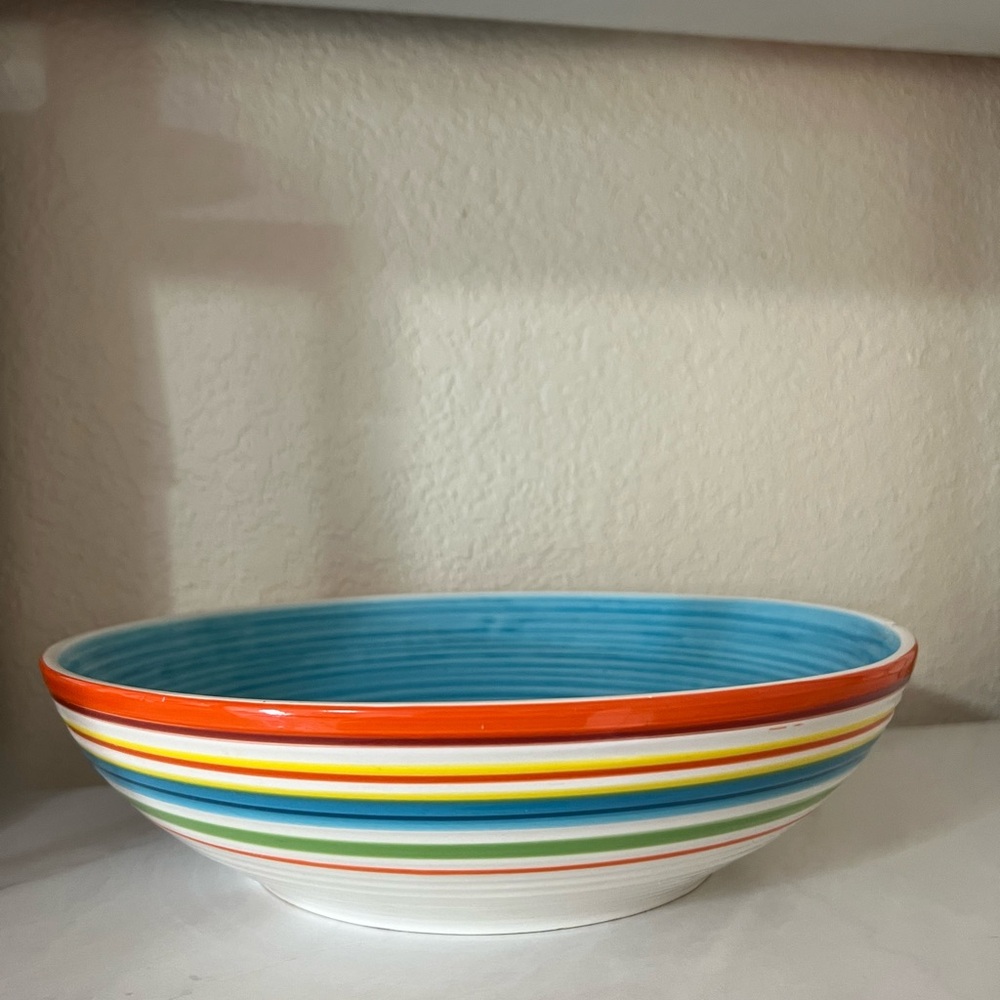 Fresh Decor Colorful Striped Ceramic Bowl